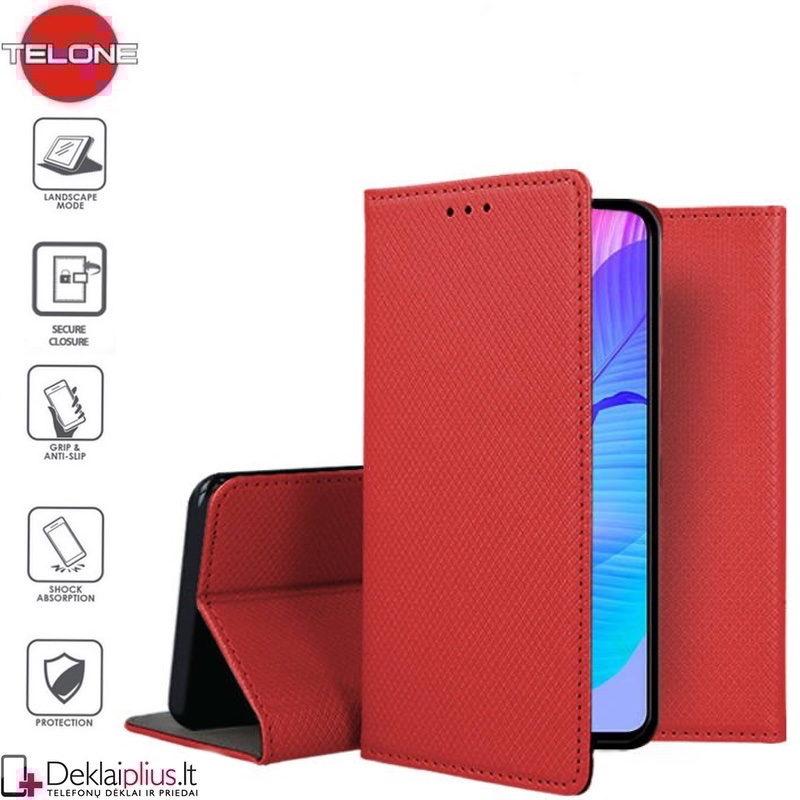Telone smart magnet serijos atverčiamas dėklas - raudonas (telefonams Huawei P Smart S/Y8P) Telone smart magnet serijos atverčiamas dėklas - raudonas (telefonams Huawei P Smart S/Y8P)